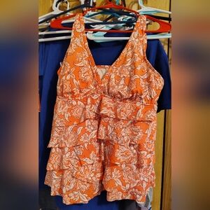 Croft & Barrow Orange Floral Swimsuit Top